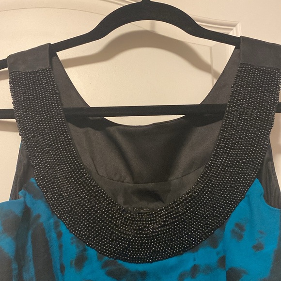 100% silk dress size S with black beaded detail at neckline. - Picture 8 of 8